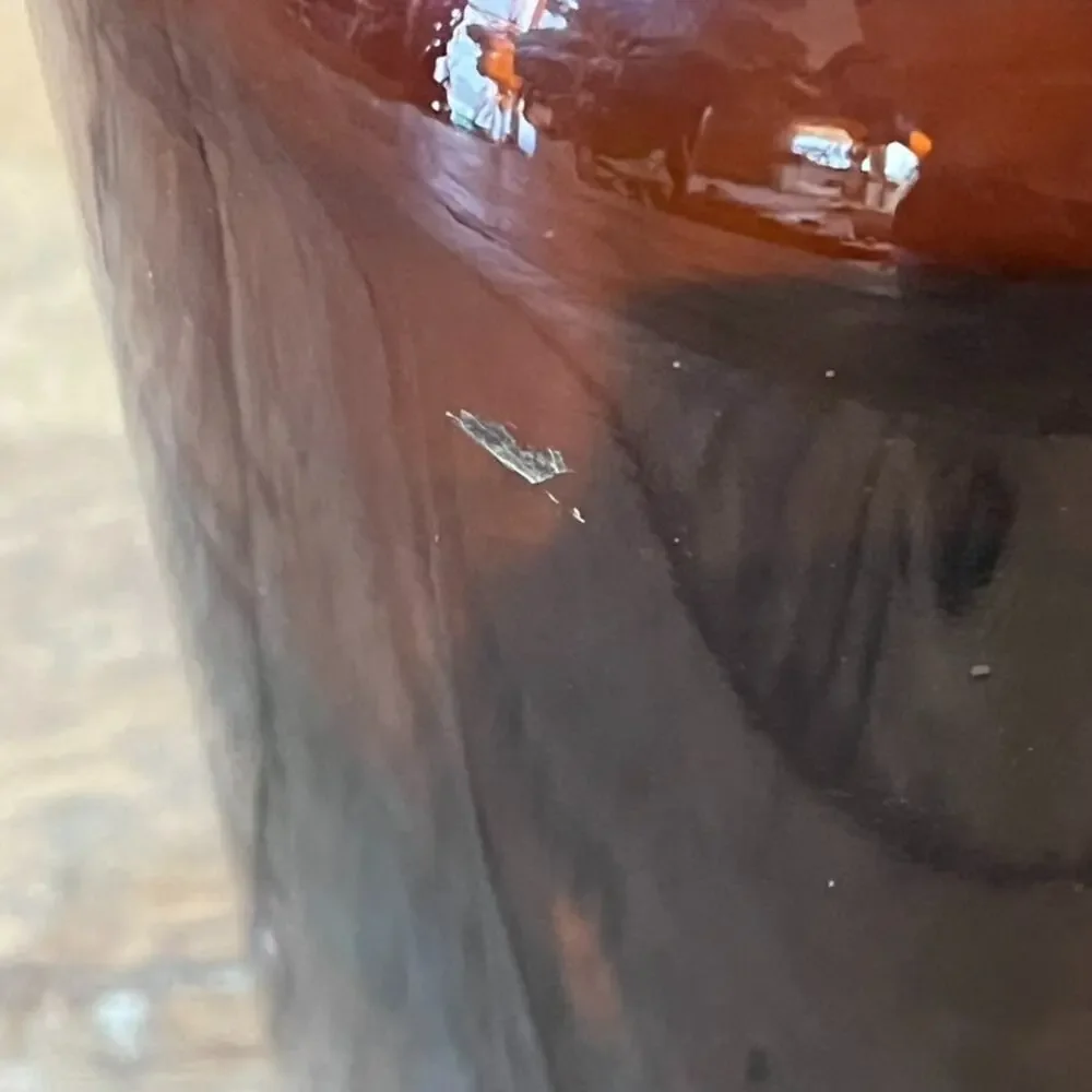Vintage Belgium Brown Amber Glass Container Apothecary Jar Bubble Lid